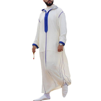 Buy NOW this Embroidered Men's Jalabiya Hooded Full Length Robe or other Robe / thobe from Rawdah Al-Jennah