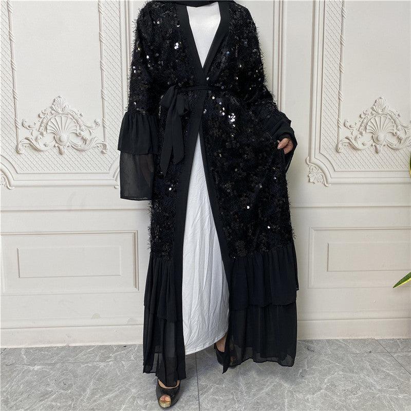 Buy NOW this Abaya - Hot New Sequined Chiffon Bell Sleeve Abaya or other Abaya from Rawdah Al-Jennah