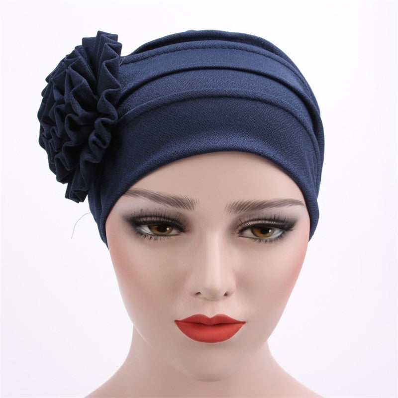 Buy NOW this Hijab Cap - Solid Color Cap With Flower Design or other Hijab Cap from Rawdah Al-Jennah