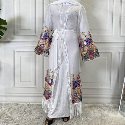 Embroidered Mesh Abaya Gown - Rawdah Al-Jennah