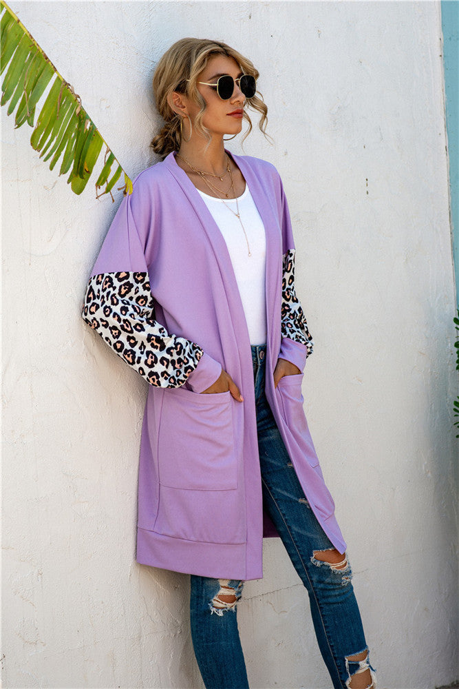 Buy NOW this Coat - New Knitwear Mid-length Leopard Print Sleeve or other Coat / Jacket from Rawdah Al-Jennah