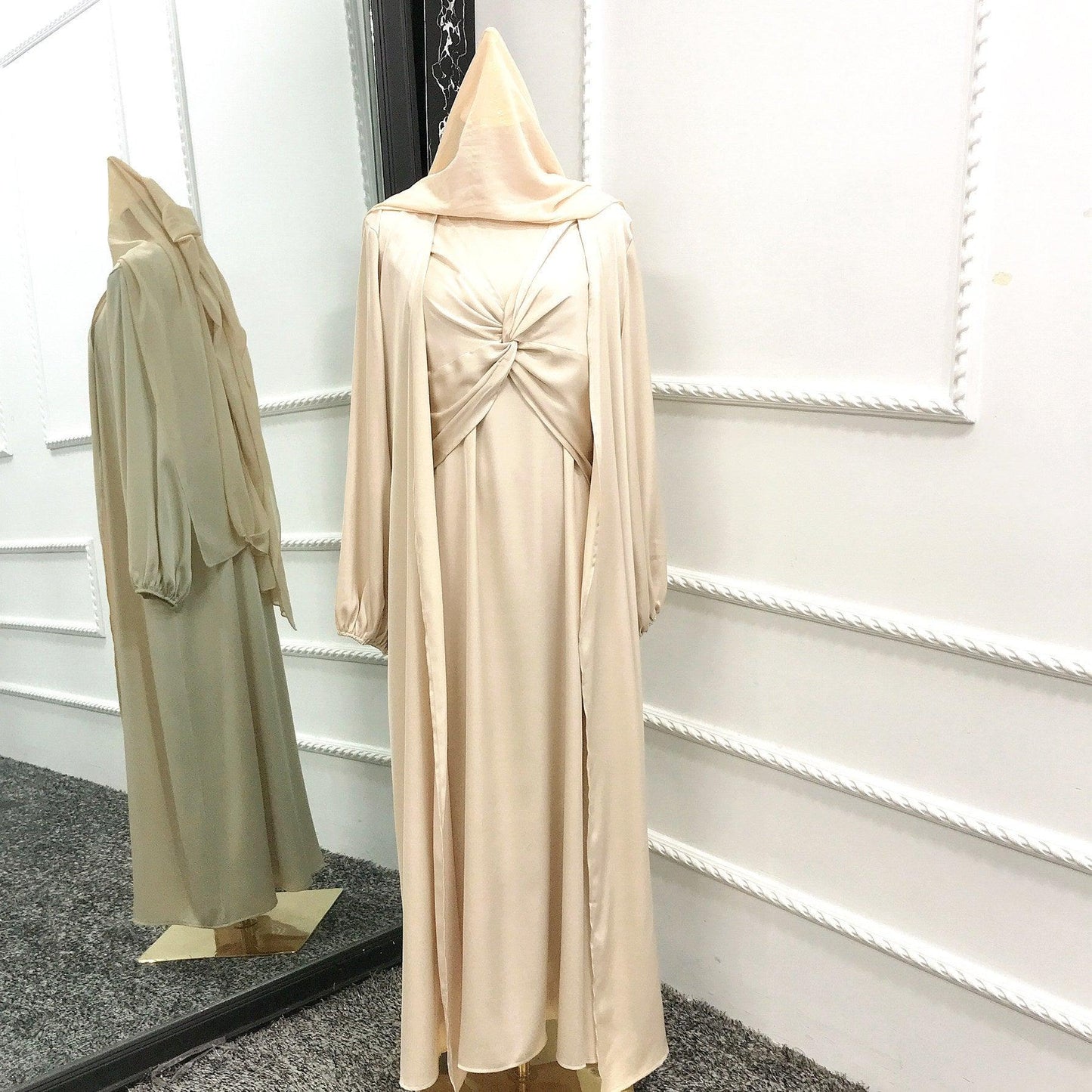 Modest Dress - Solid Color Two-piece Dress set - Rawdah Al-Jennah