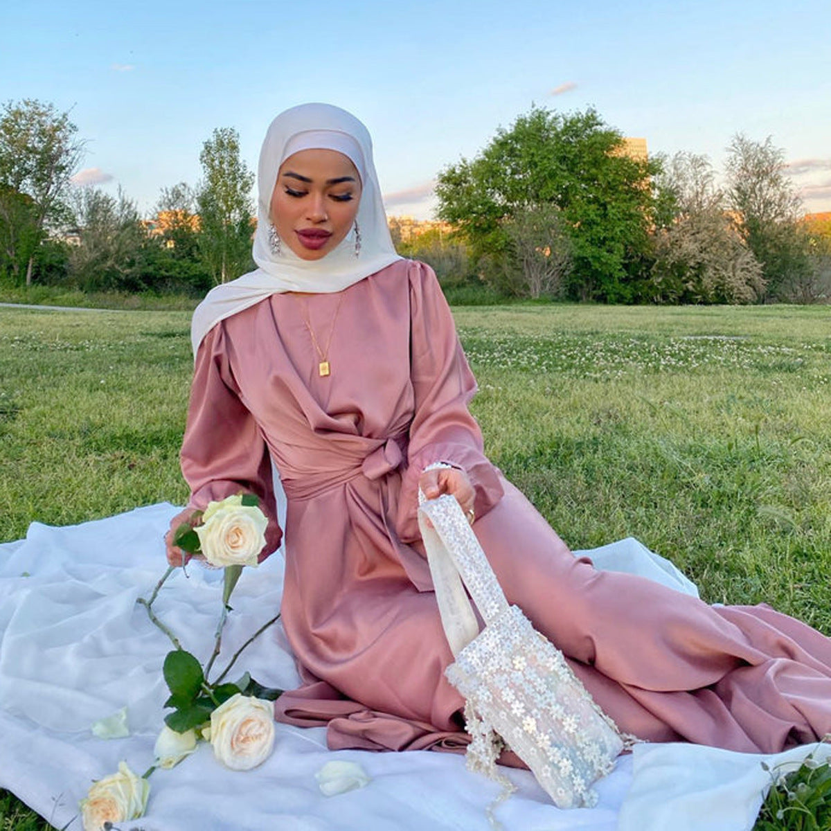 Buy NOW this Modest Dress- Colorful Full Length Dress With Robe or other Modest Dresses from Rawdah Al-Jennah