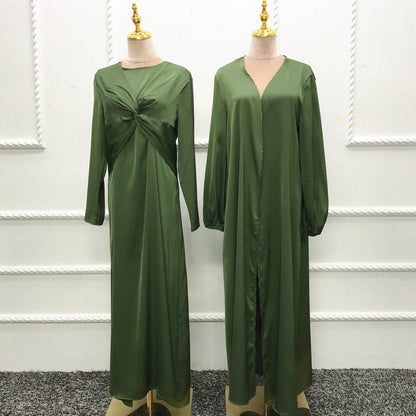 Modest Dress - Solid Color Two-piece Dress set - Rawdah Al-Jennah