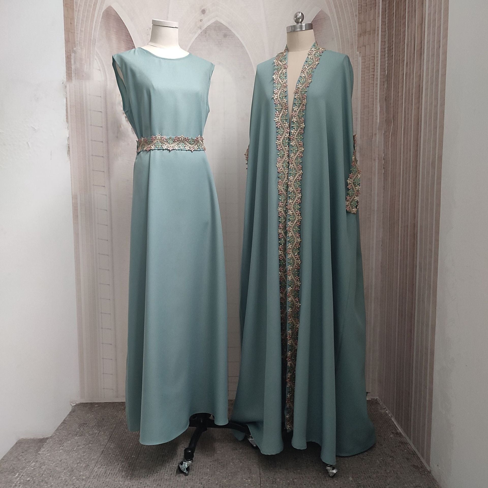 Buy NOW this Abaya / Dress Set - Two-piece Set Plus Size With Belt or other Abaya / Dress Set from Rawdah Al-Jennah