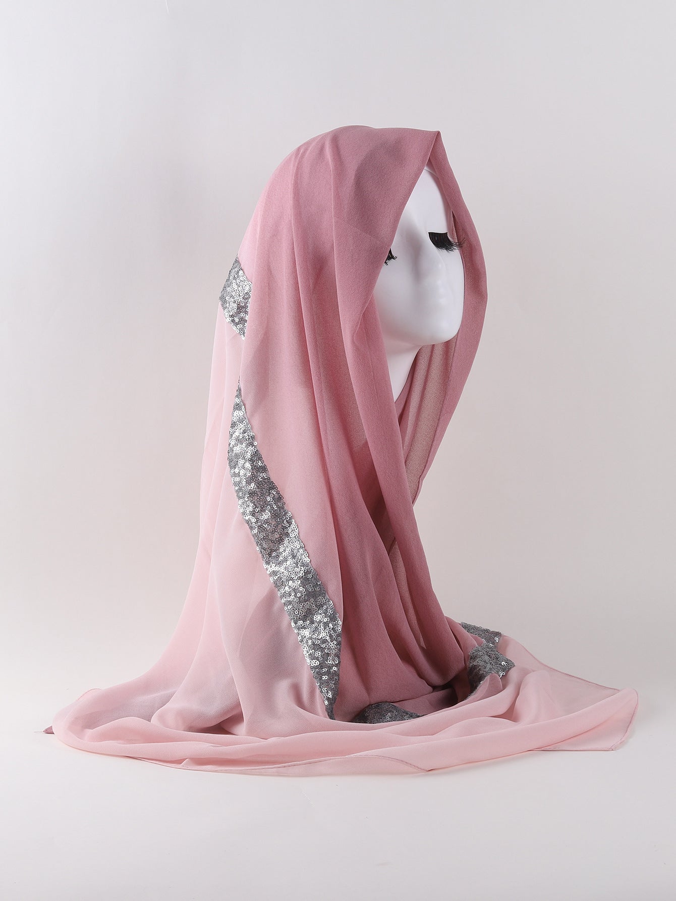 Buy NOW this Hijab - Two-tone, Sequined, Gradient Pearl Chiffon Lace or other Hijab from Rawdah Al-Jennah