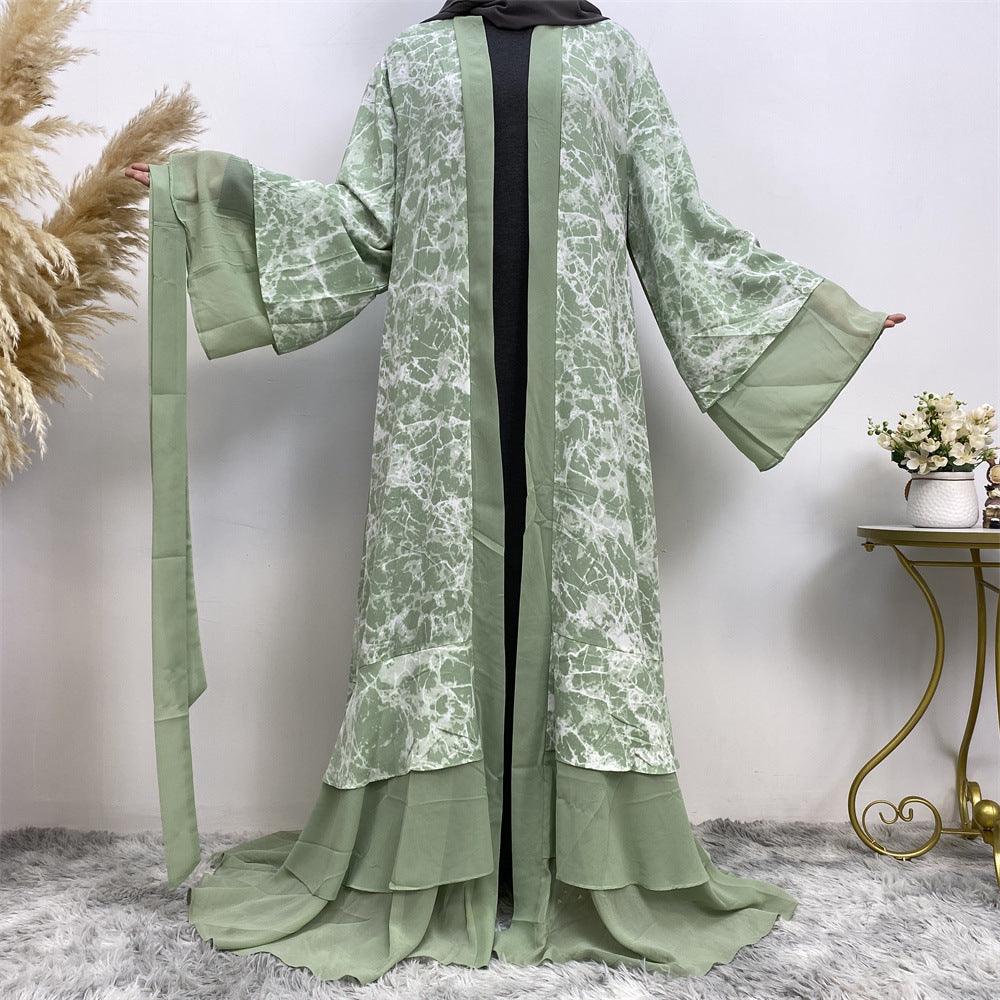 Abaya - Colorful Printed Panel - Rawdah Al-Jennah