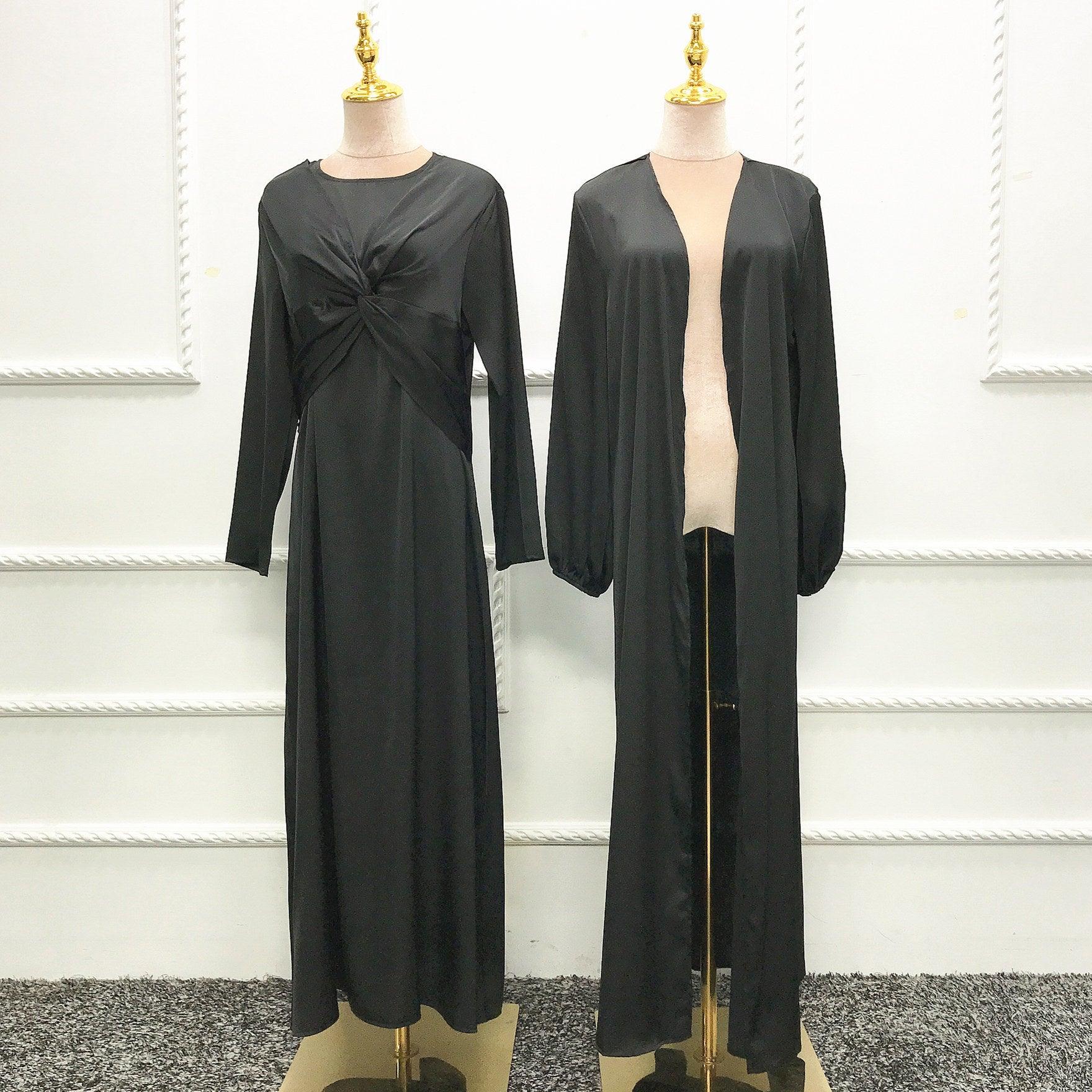 Modest Dress - Solid Color Two-piece Dress set - Rawdah Al-Jennah