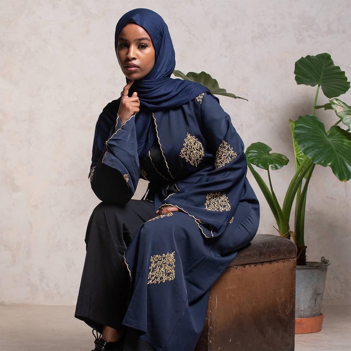 Buy NOW this Abaya - Elegant Gold design Machine Embroidered or other Abaya from Rawdah Al-Jennah