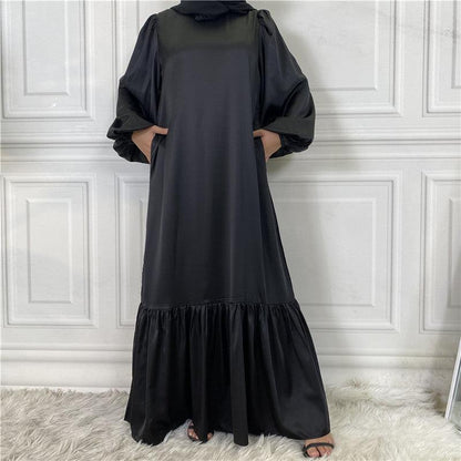 Modest Dress - Fashionable, Lace Up Solid Color Dress - Rawdah Al-Jennah