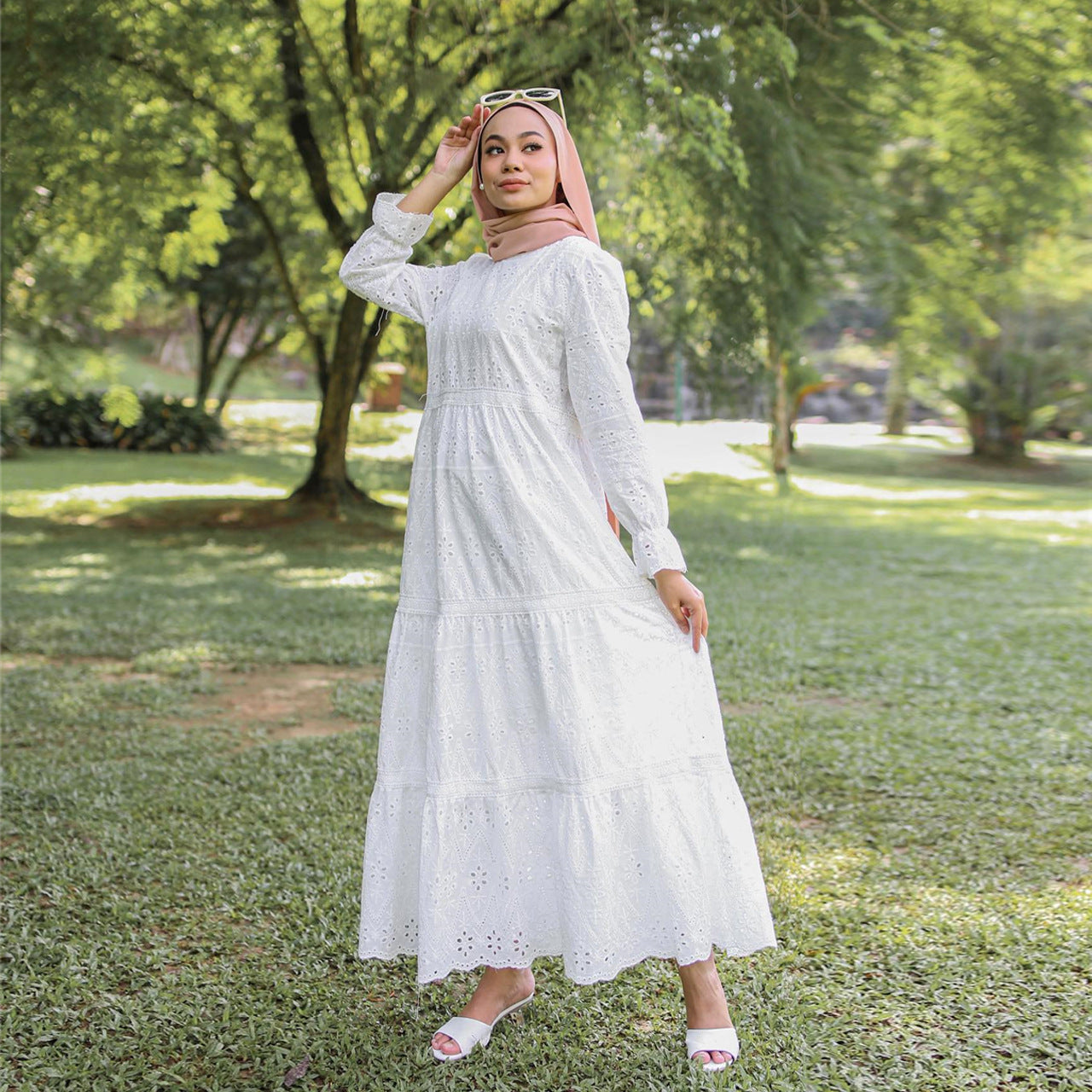 Buy NOW this Modest Dress - Malaysia /  Indonesia Style Hollow Lace Dress or other Modest Dresses from Rawdah Al-Jennah