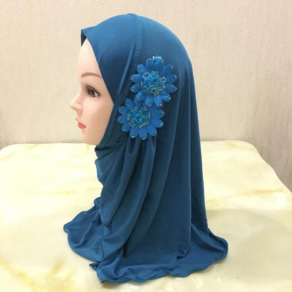 Buy NOW this Hijab - Girl's Easy to Wear Flower Design Hijab or other Girls Hijab from Rawdah Al-Jennah