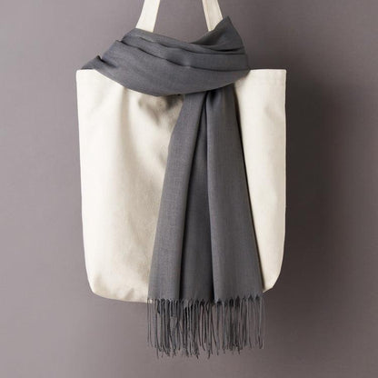 Hijab / Scarf - Solid Color with Tassels, Artificial Cashmere - Rawdah Al-Jennah