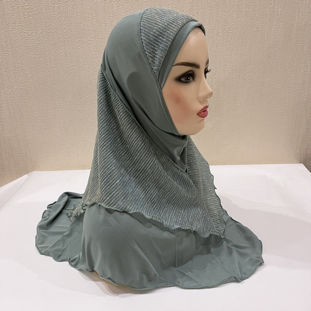 Buy NOW this Girl's Hijab- Malay Style Silk Stitching w/ Crystal or other Girls Hijab from Rawdah Al-Jennah