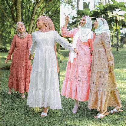 Buy NOW this Modest Dress - Malaysia /  Indonesia Style Hollow Lace Dress or other Modest Dresses from Rawdah Al-Jennah