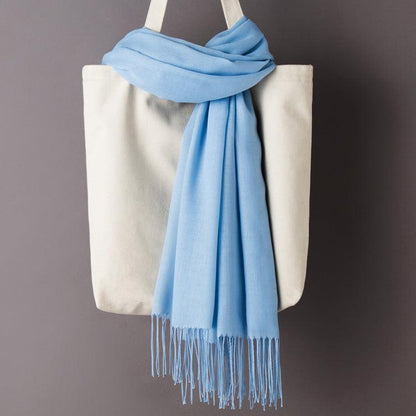 Hijab / Scarf - Solid Color with Tassels, Artificial Cashmere - Rawdah Al-Jennah