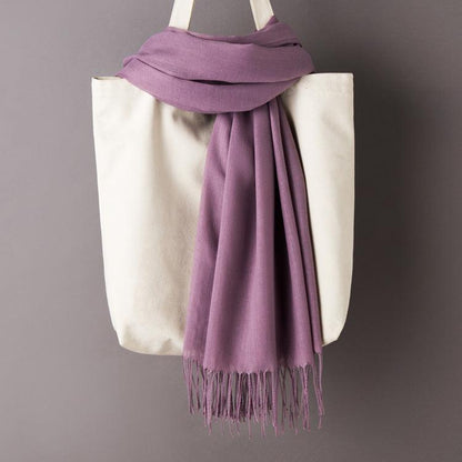 Hijab / Scarf - Solid Color with Tassels, Artificial Cashmere - Rawdah Al-Jennah