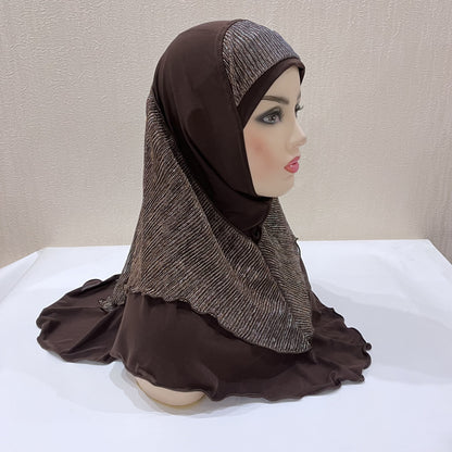 Buy NOW this Girl's Hijab- Malay Style Silk Stitching w/ Crystal or other Girls Hijab from Rawdah Al-Jennah