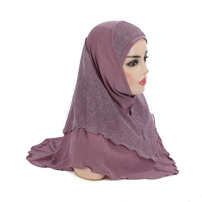 Buy NOW this Girl's Hijab- Malay Style Silk Stitching w/ Crystal or other Girls Hijab from Rawdah Al-Jennah