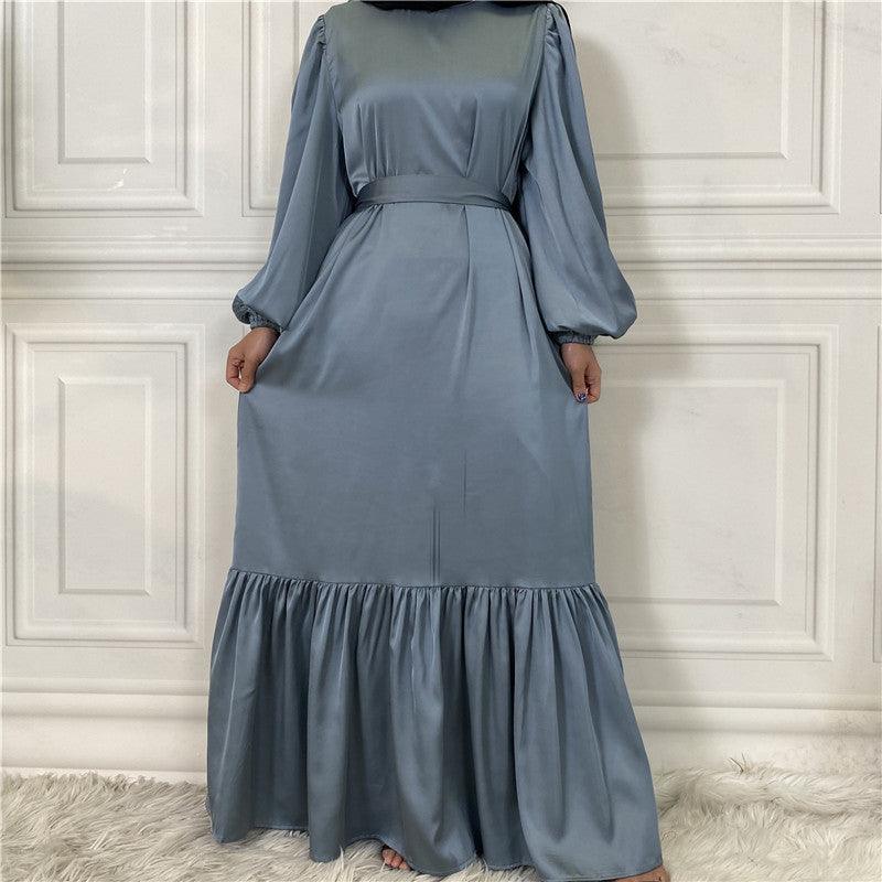 Modest Dress - Fashionable, Lace Up Solid Color Dress - Rawdah Al-Jennah