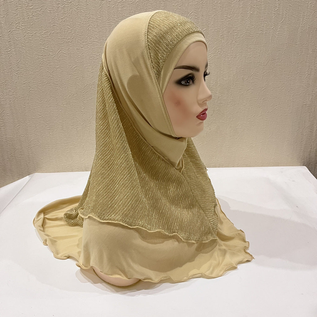 Buy NOW this Girl's Hijab- Malay Style Silk Stitching w/ Crystal or other Girls Hijab from Rawdah Al-Jennah