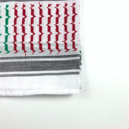 Buy NOW this Keffiyeh Jacquard Square With Palestinian Colors or other Hijab / Scarf from Rawdah Al-Jennah