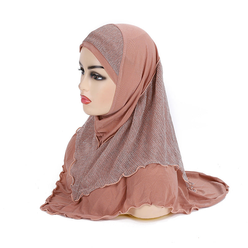 Buy NOW this Girl's Hijab- Malay Style Silk Stitching w/ Crystal or other Girls Hijab from Rawdah Al-Jennah