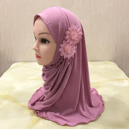 Buy NOW this Hijab - Girl's Easy to Wear Flower Design Hijab or other Girls Hijab from Rawdah Al-Jennah