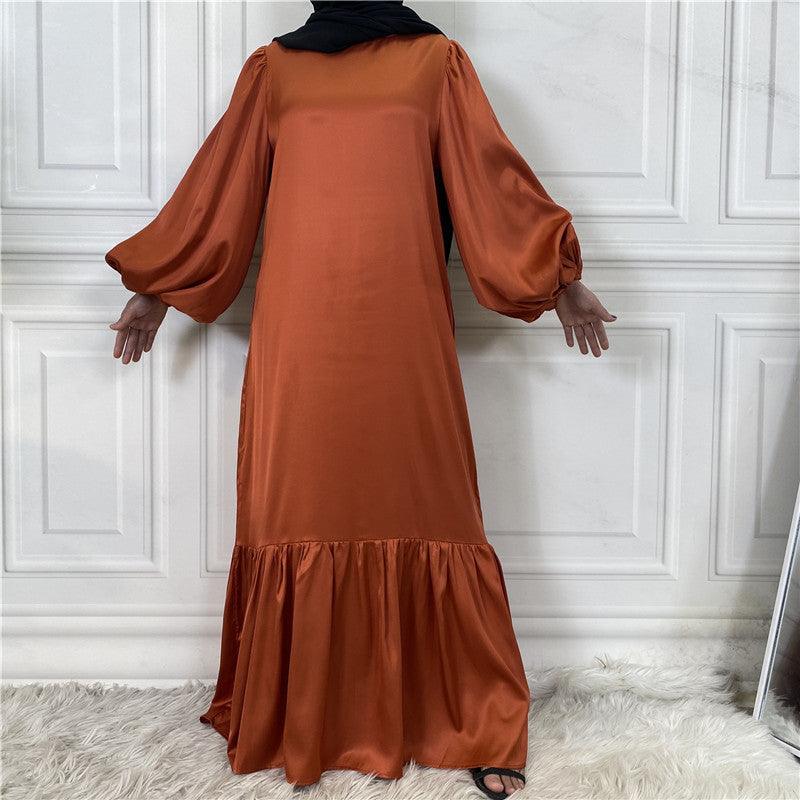 Modest Dress - Fashionable, Lace Up Solid Color Dress - Rawdah Al-Jennah