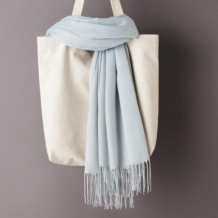 Hijab / Scarf - Solid Color with Tassels, Artificial Cashmere - Rawdah Al-Jennah